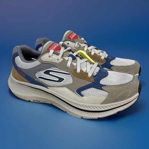 Skechers Go Run Mens Size 10 Sneakers Consistent 2.0 Retro Runner V1 Taupe Blue - Picture 2 of 9